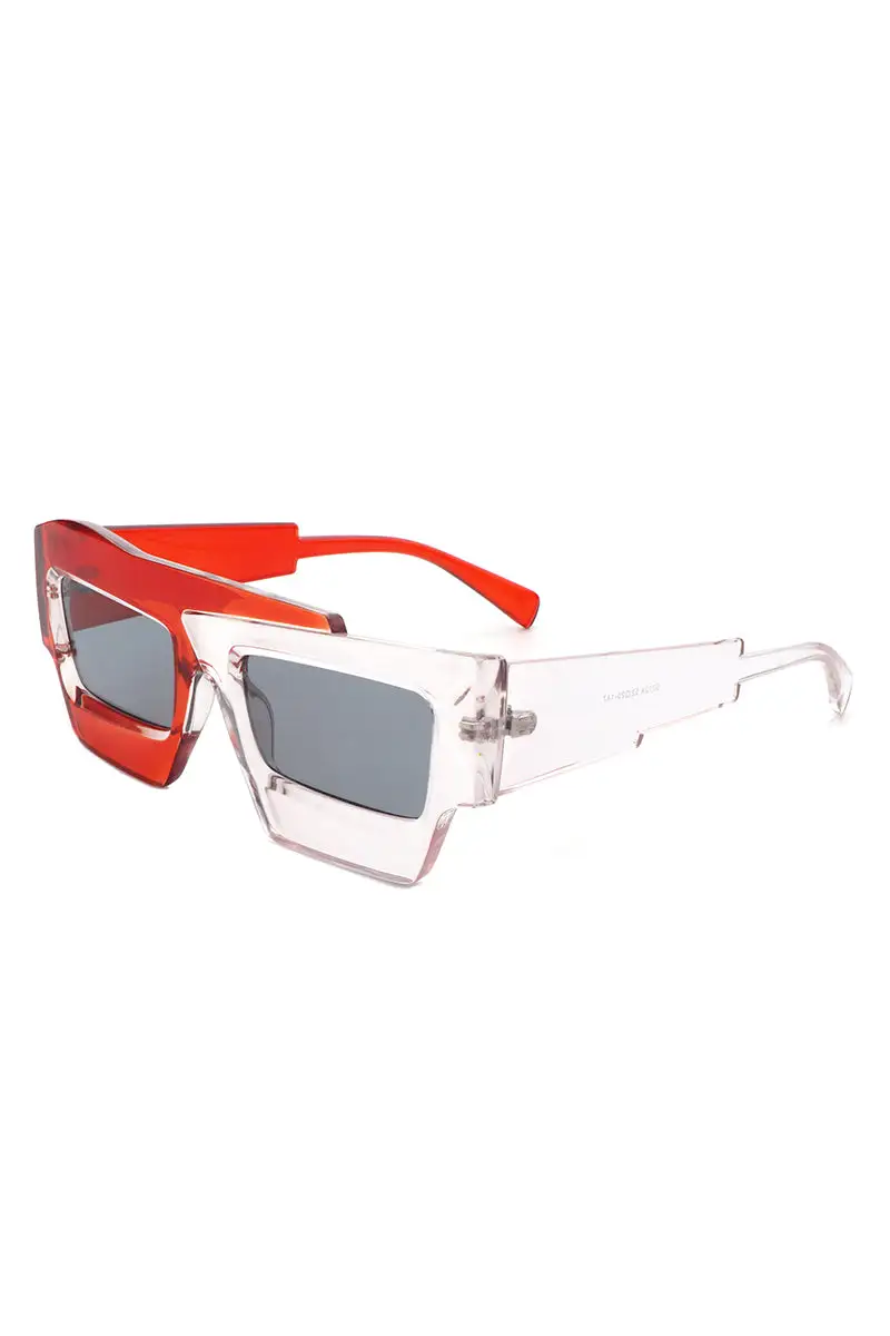 Marble Square Flat Top Frame Sunglasses