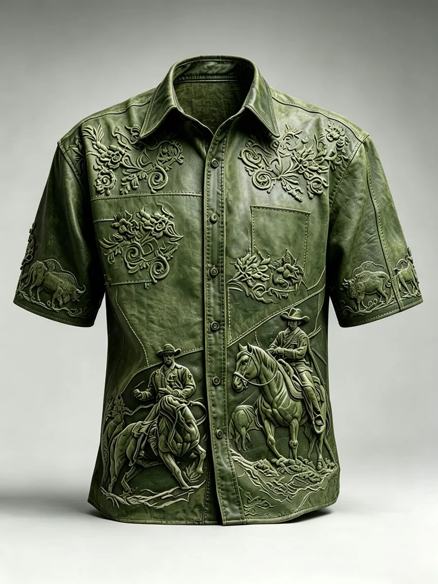 Men'S Western-Style Printed Shirt