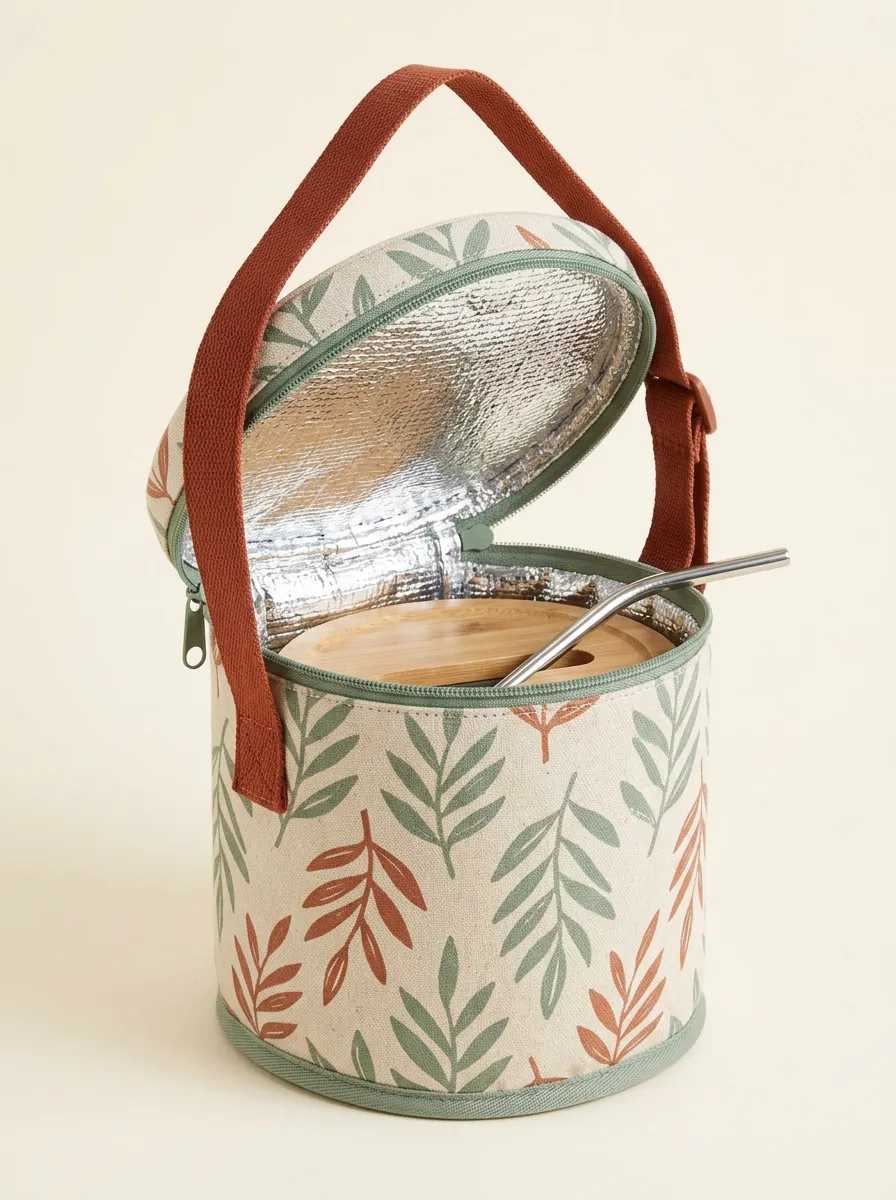 Botanical Leaf Pattern Printed Insulated Cooler Bag