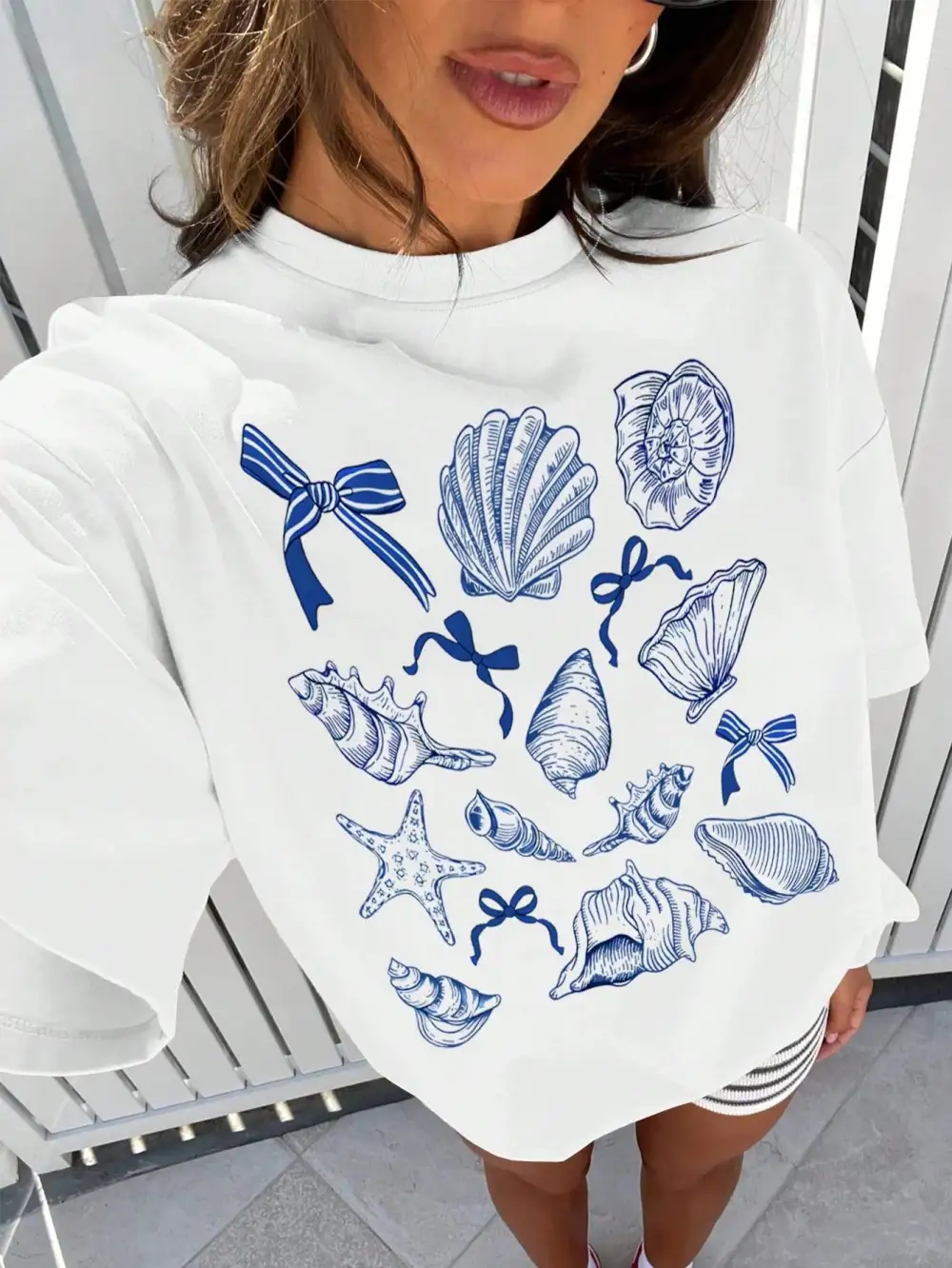 Women Shell Relaxed Fit Shell Graphic T-Shirt