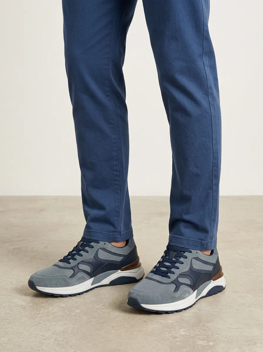 Men's Casual Sporty Suede Mesh Patchwork Sneakers