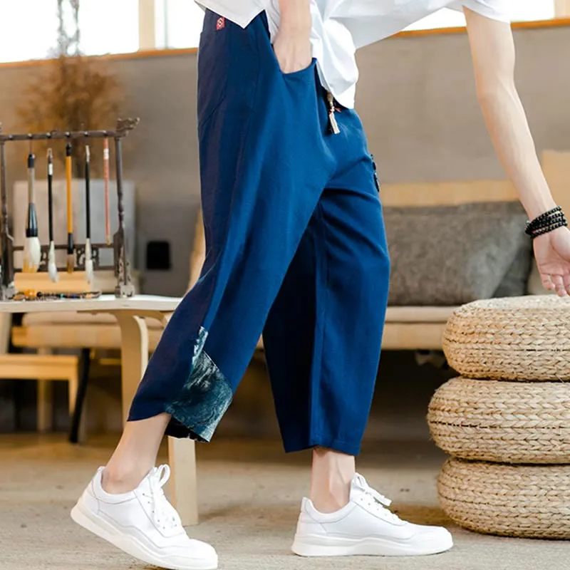 Drawstring Patchwork Pants