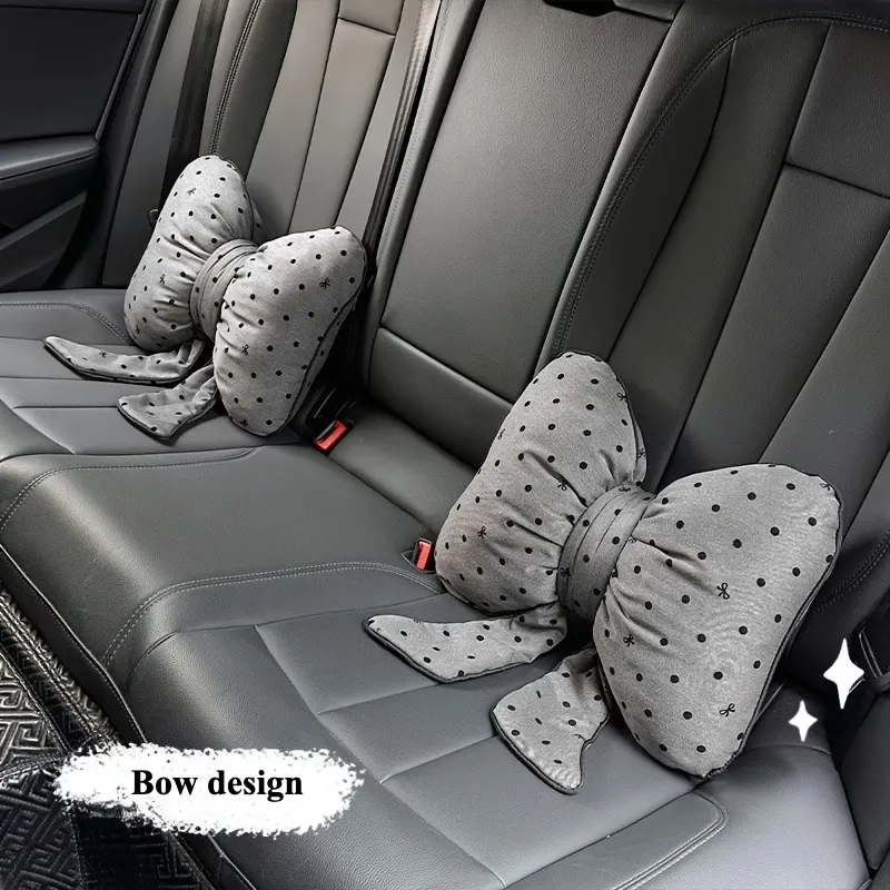 Polka Dot Bow Car Pillow