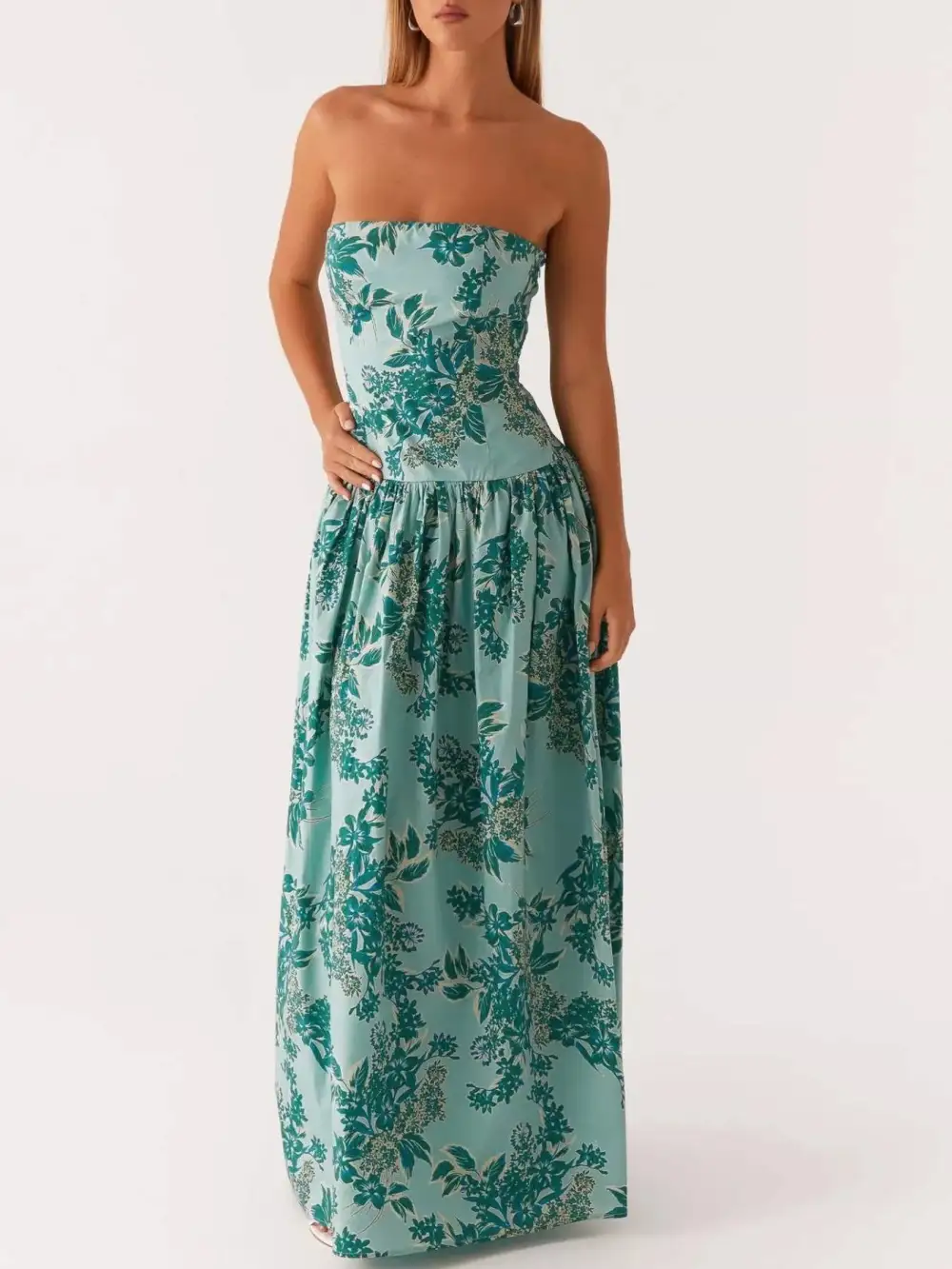 Ruched Printed Maxi Dress