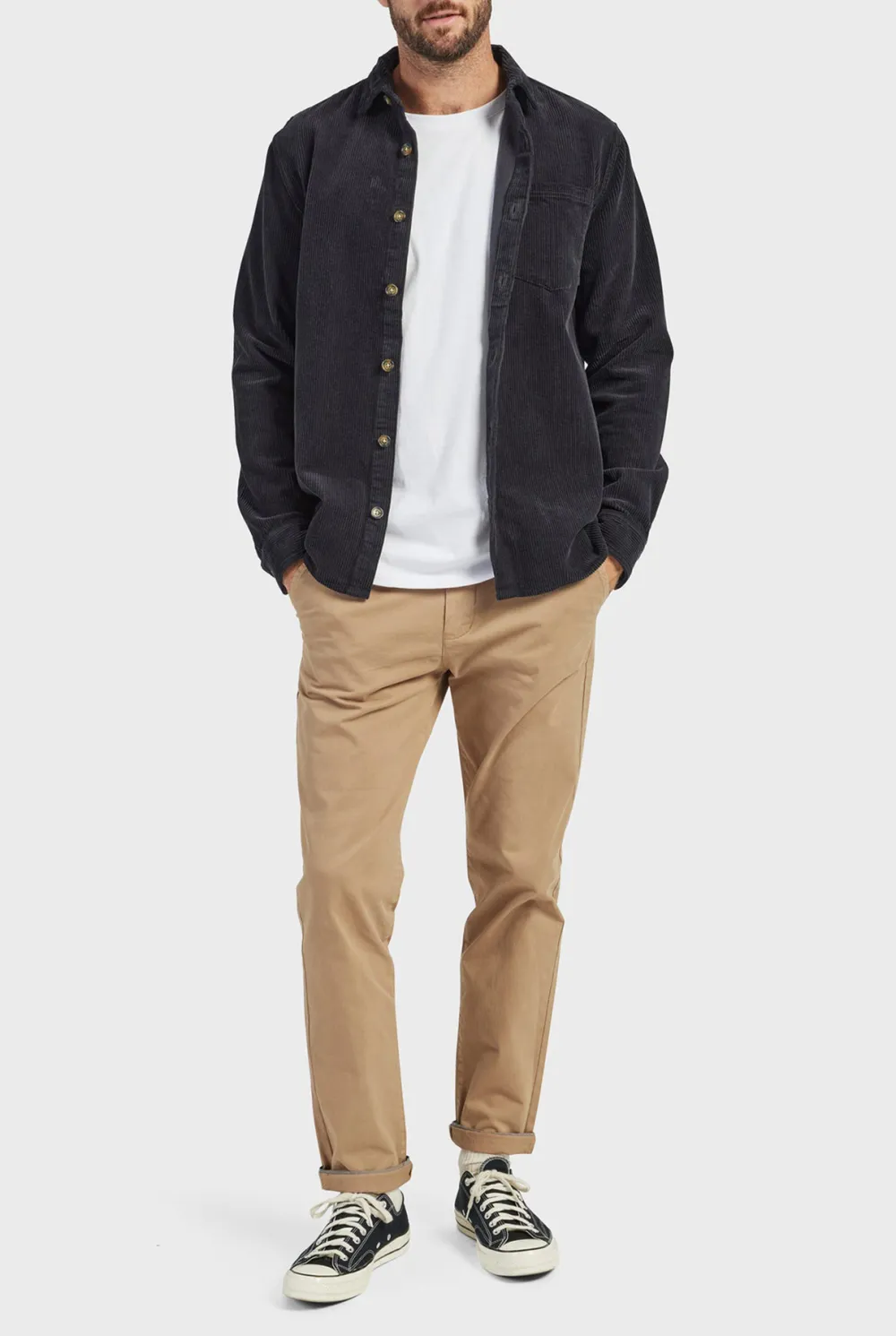 Cotton Cord Overshirt-Navy