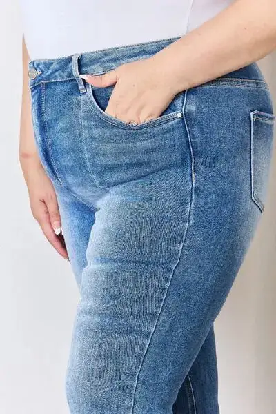 High Rise Ankle Flared Detail Denim Jeans