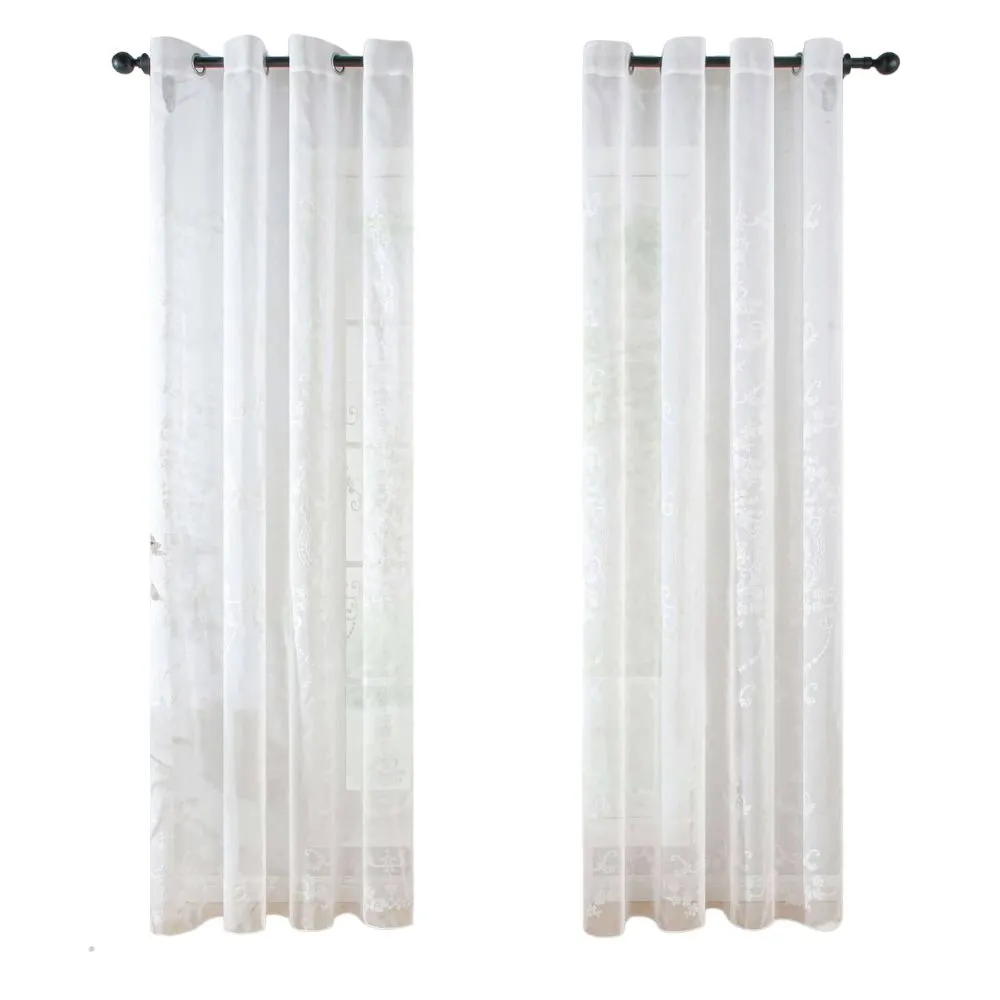 Sheer Floral Modern Curtain Panel
