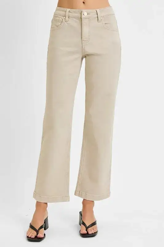 Full Size Tummy Control Mid Rise Ankle Straight Jeans Plus Size