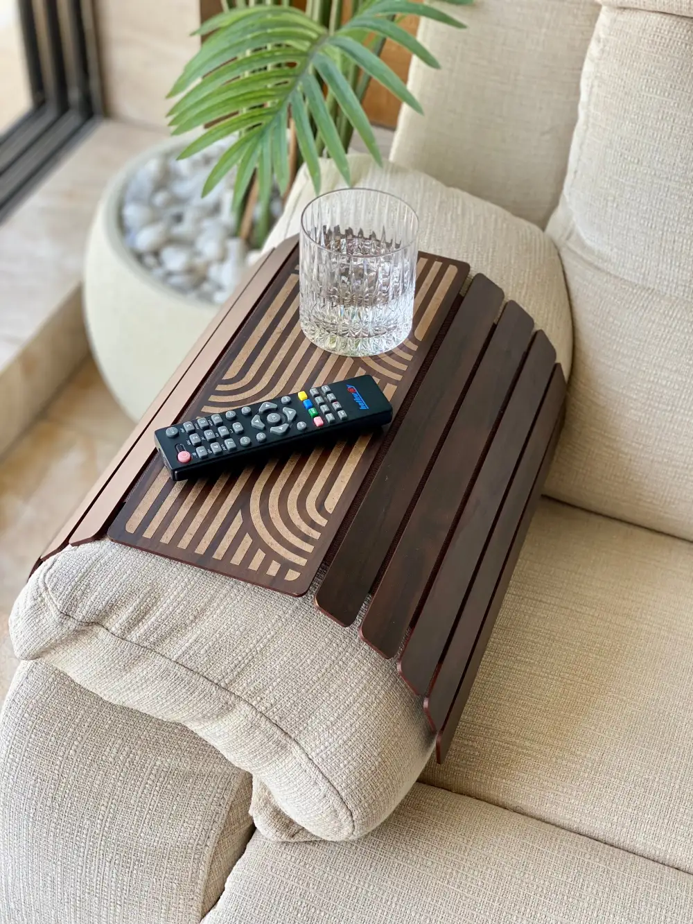 Sofa Armrest Tray Dark Brown
