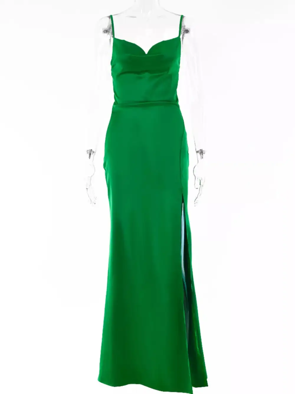 Ruched Split Spaghetti Strap Maxi Dress