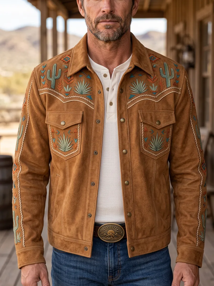 Desert Range Cactus Desert Floral Look Men's Western Jacket