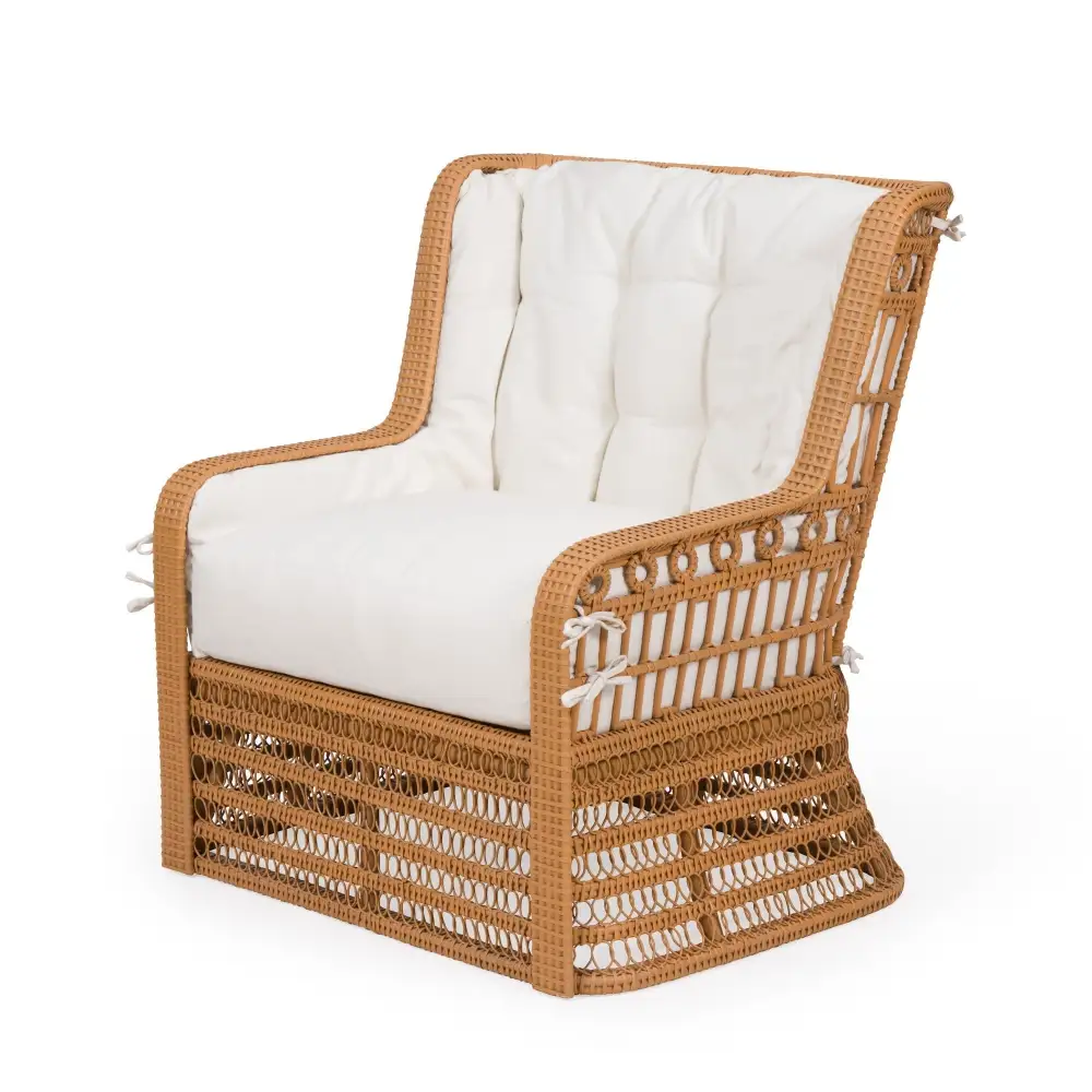 Upholstered Rattan Accent Chair