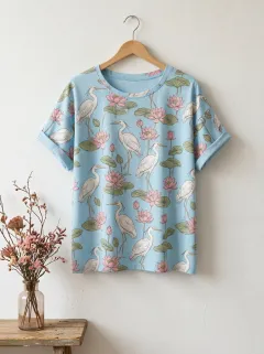 Nature-Inspired Floral Nature Women's Loose Printed T-Shirt
