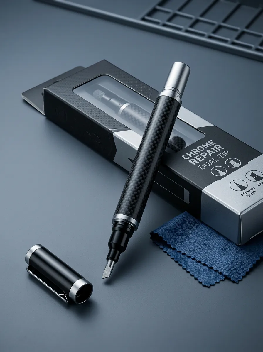 Carbon Fiber Pattern Dual-Tip Chrome Repair Pen
