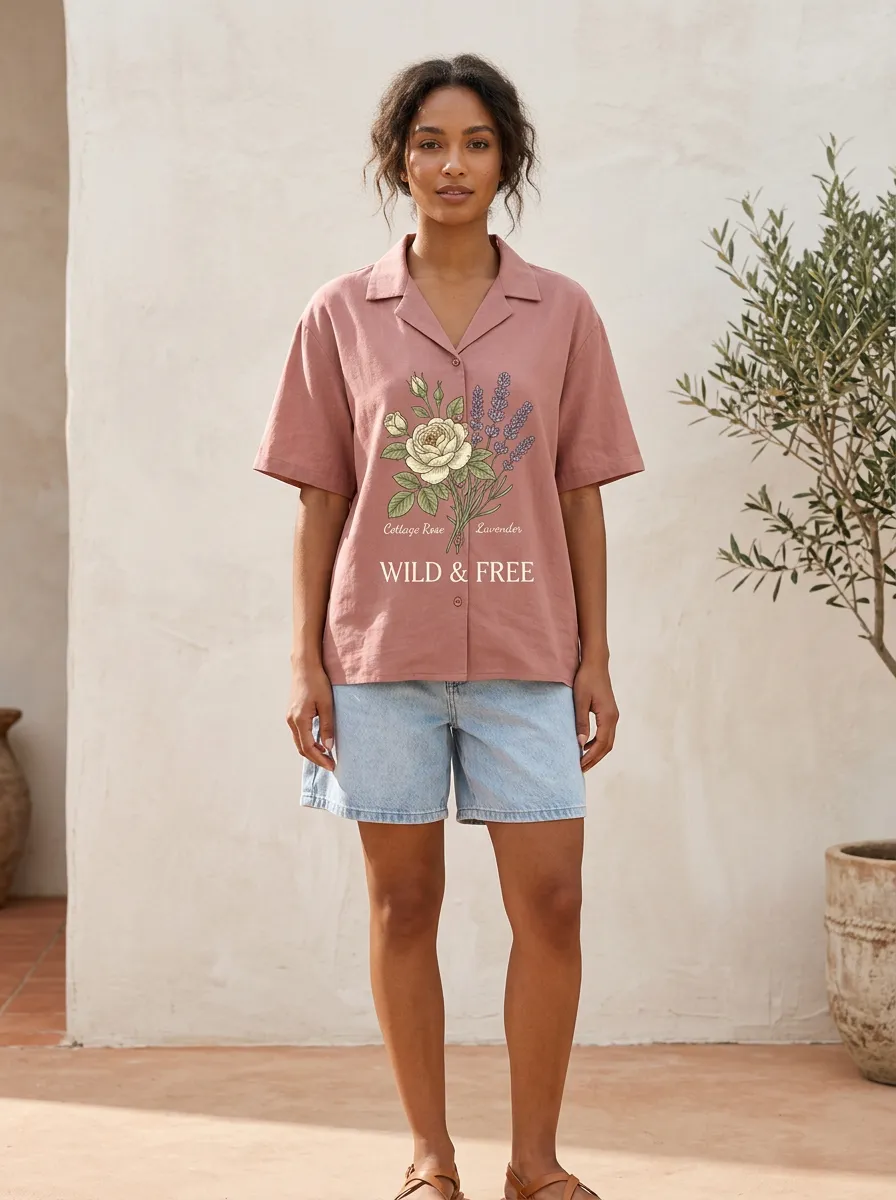 Wild And Free Cottage Rose Lavender Shirt