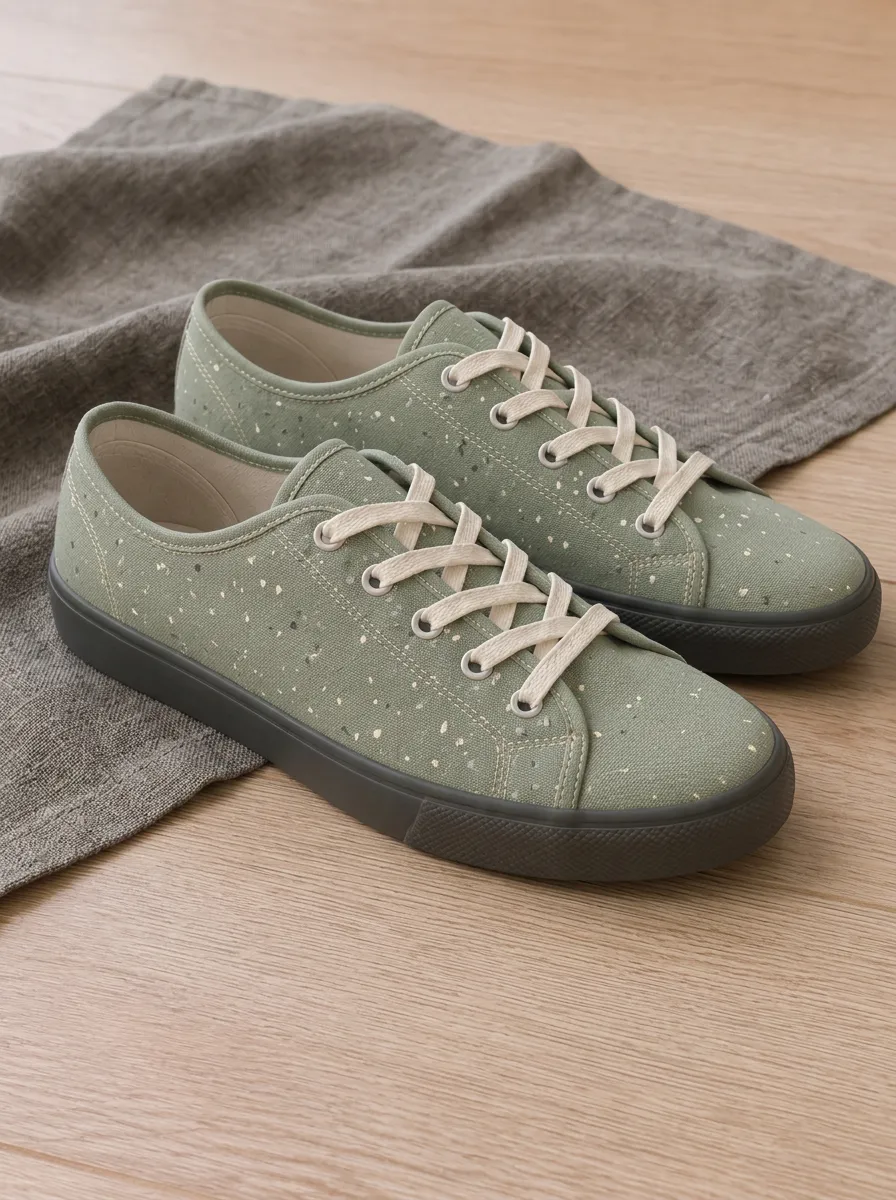 Men's Sage Green Speckled Pattern Printed Canvas Shoes