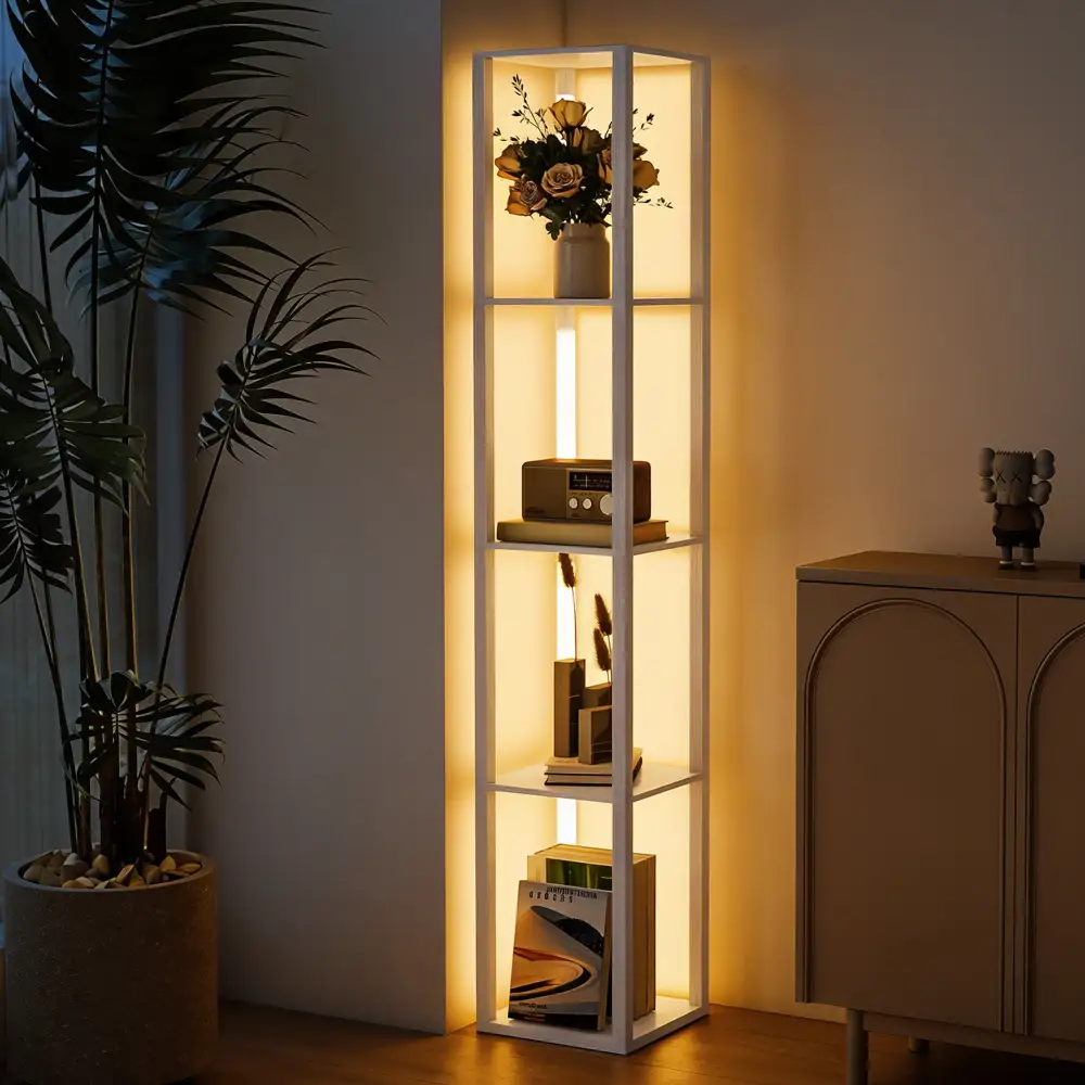 Streamlined Dimmable LED Shelf Standing Floor Lamp