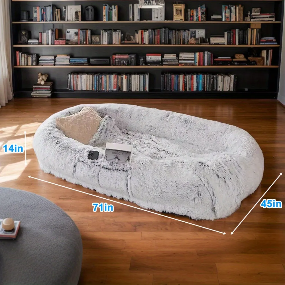 Extra-Large Plush Pet Bed for Dogs and Humans, Pet Furniture for Shared Comfort and Rest
