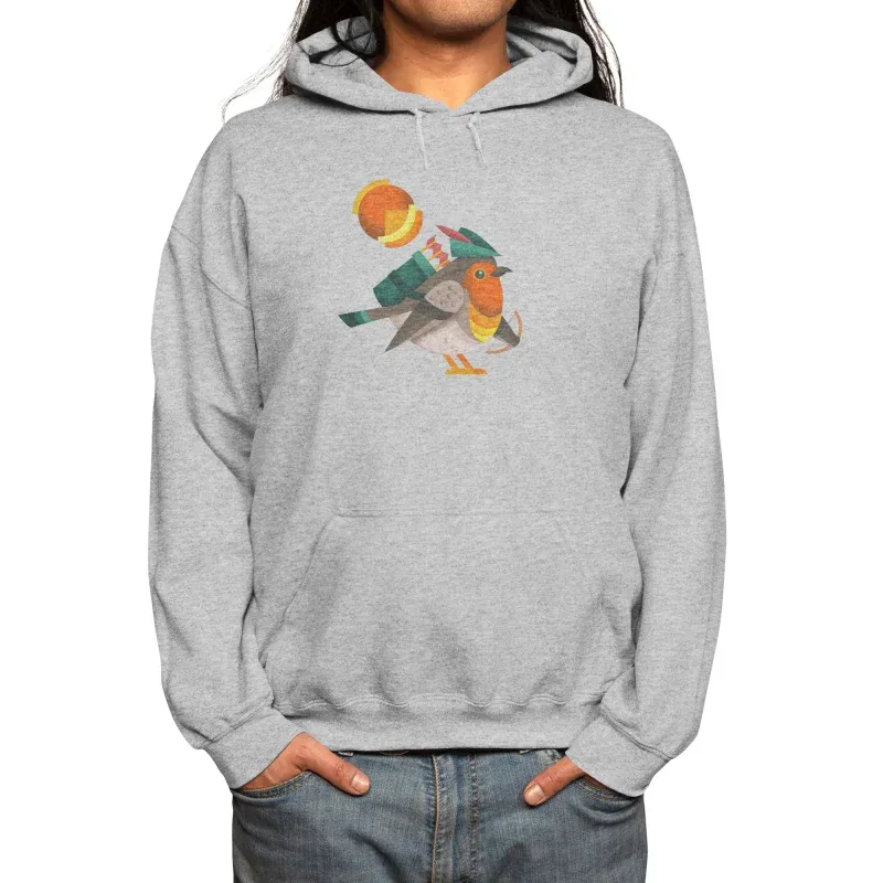 Men's Minimalist Cartoon Bird Print Long-Sleeve Hoodie