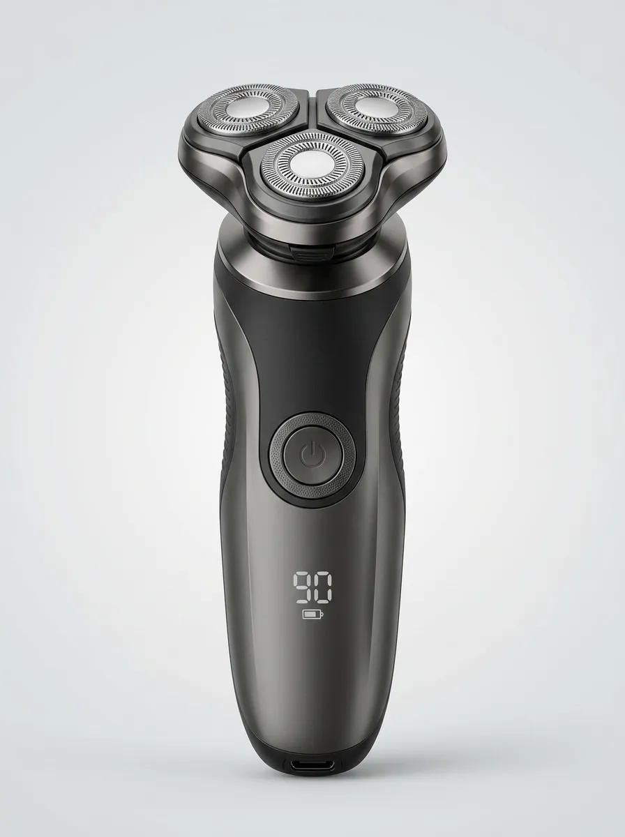 Rotary Triple-Blade LED Display Electric Shaver for Personal Shaving