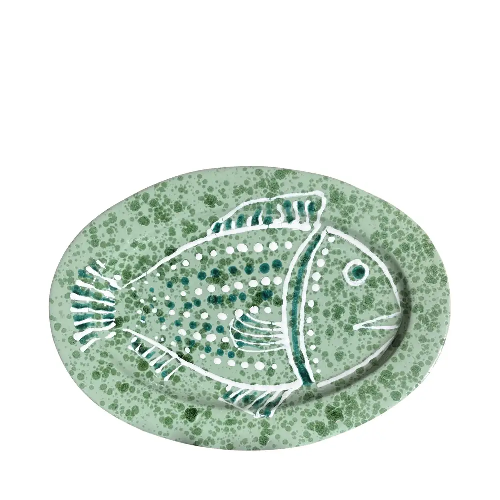 Oval Fish-Motif Ceramic Serving Platter