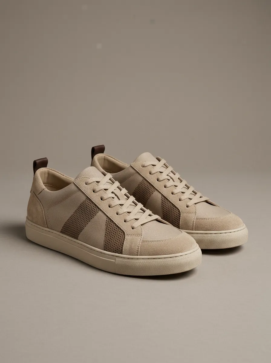 Men's Minimalist Suede Perforated Casual Sneakers