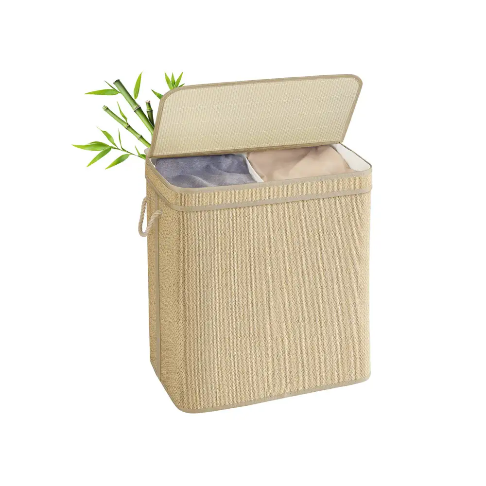 Everyday Lidded Bamboo Handled Laundry Storage Basket