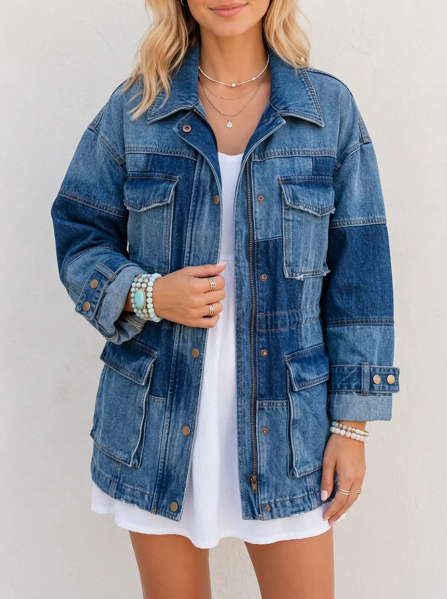 Women's Casual Vintage Patchwork Denim Jacket