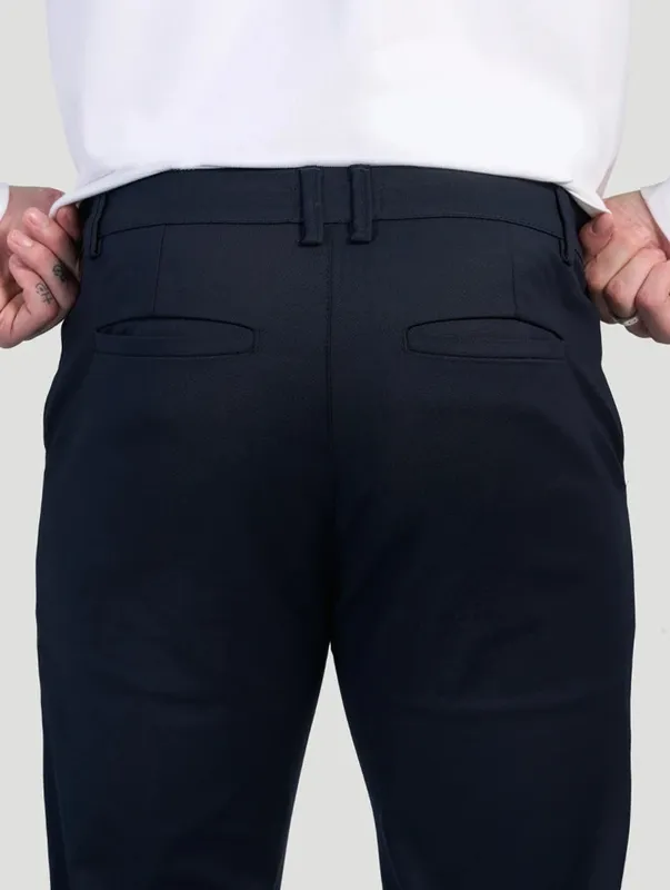 Navy Blue Stretch Pants Clean Cut