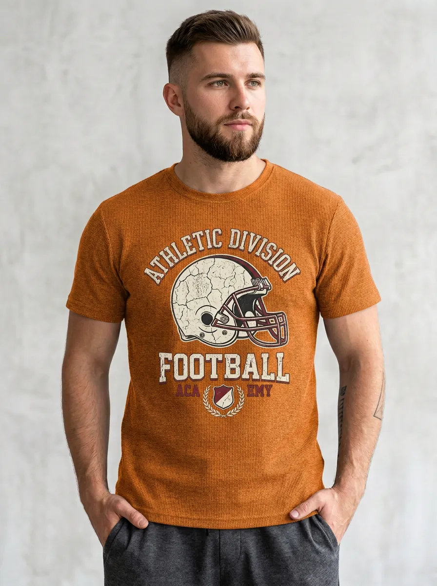Men's American Football Lover Athletic Division Helmet Printed T-Shirt
