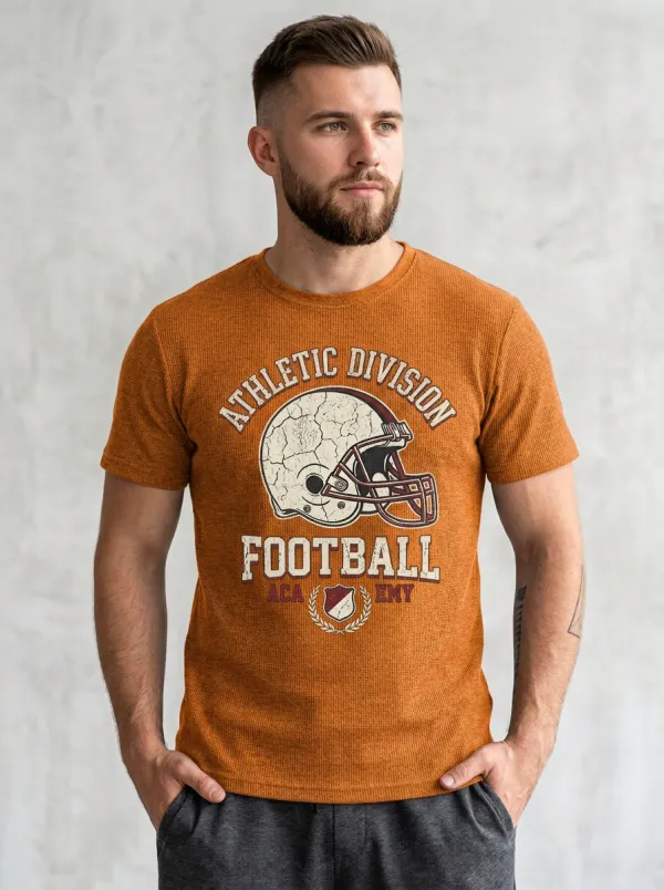 Men's American Football Lover Athletic Division Helmet Printed T-Shirt