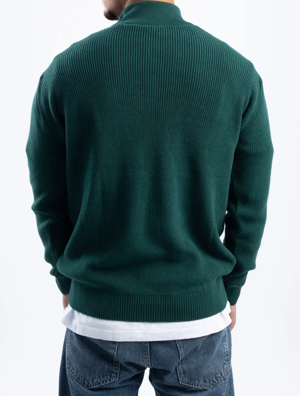 Teal Quarter Zip Knit Pullover