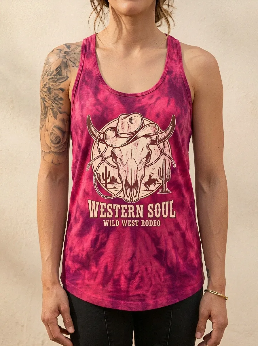 Western Soul Cow Tank Top Modern