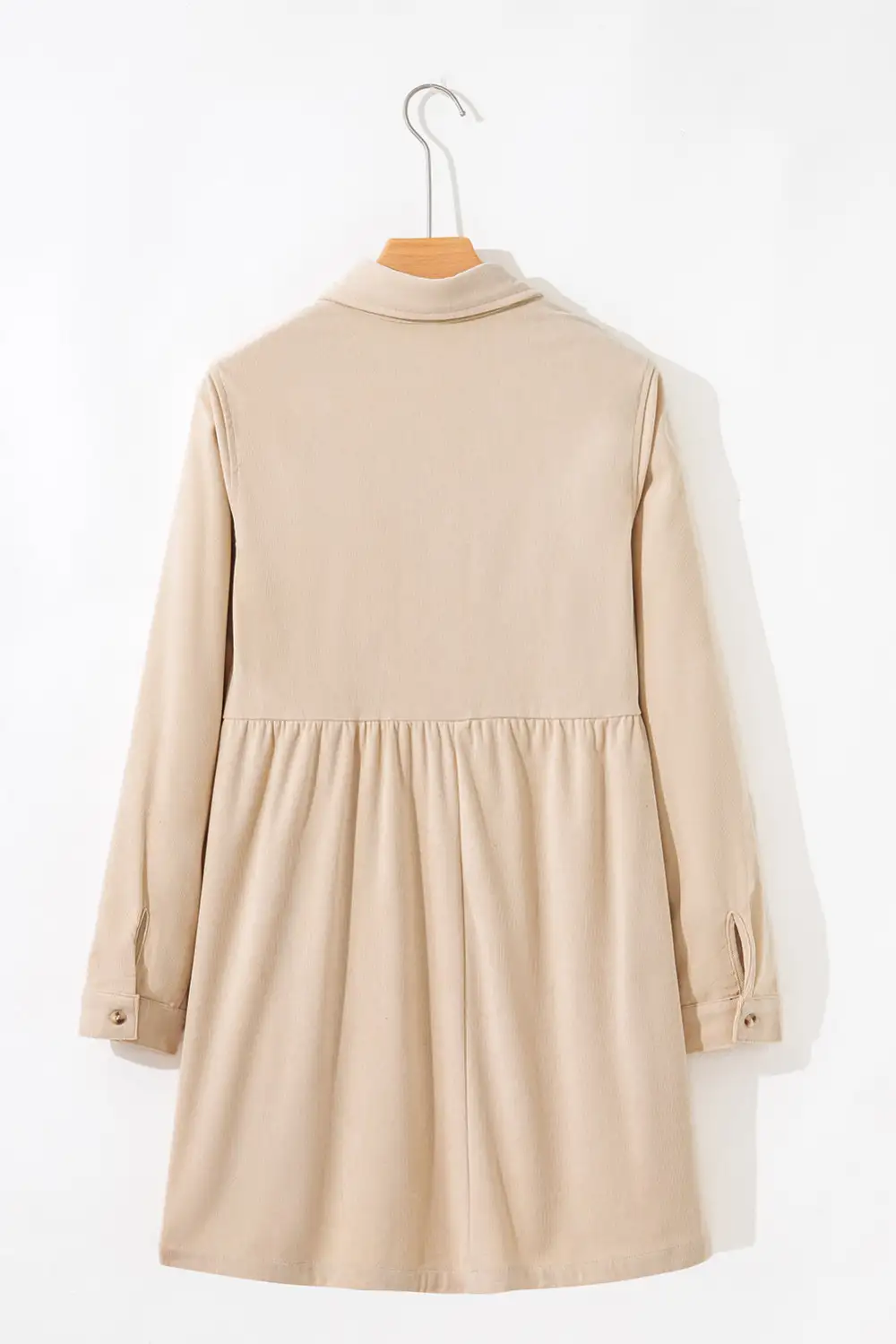 Lightweight Feel Corduroy Half Button Long Sleeve Mini Dress