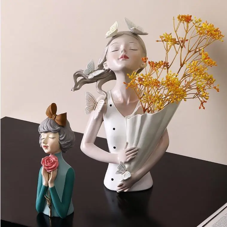 Graceful Girl Vase Sculpture