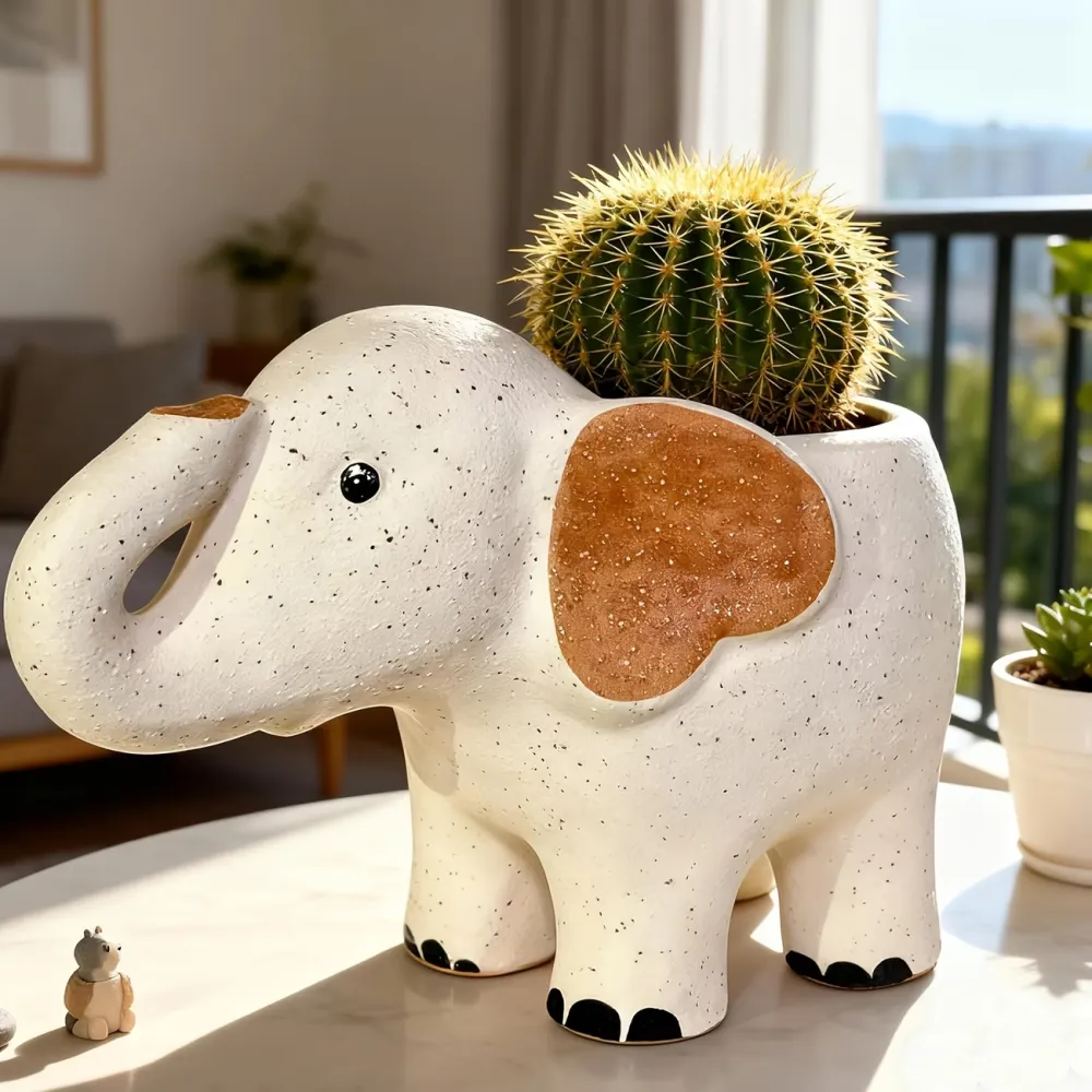 Elephant Shaped Ceramic Planter