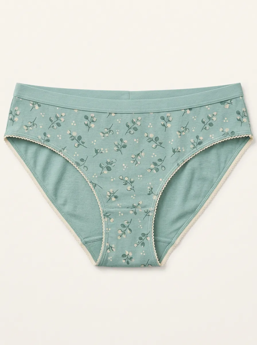 Women's Patterned Panties with Botanical Floral Detail
