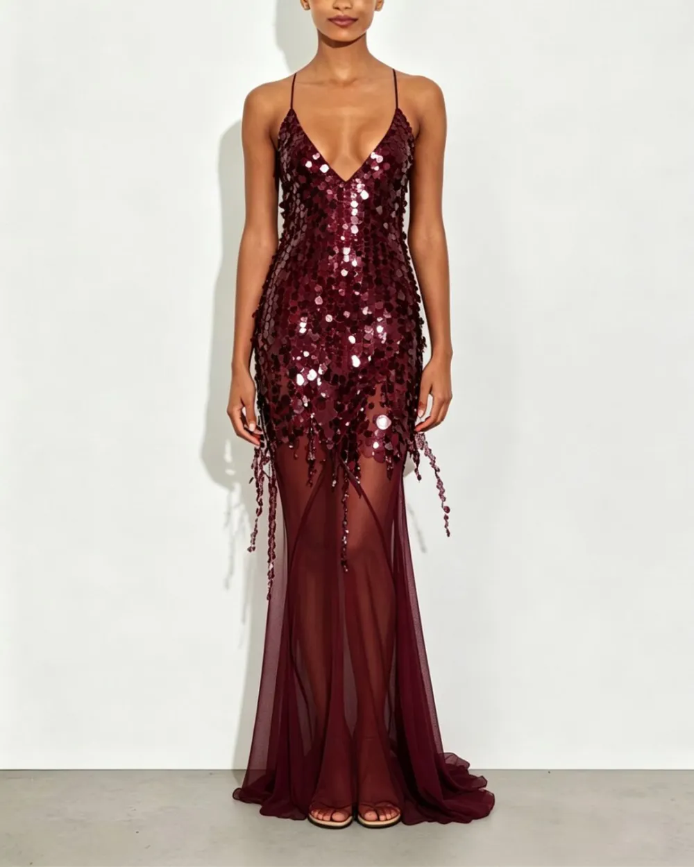 Sequin Sheer Mermaid Evening Gown