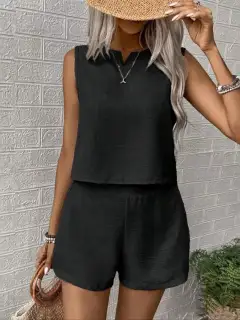Modern Relaxed Everyday Top and Shorts Matching Set