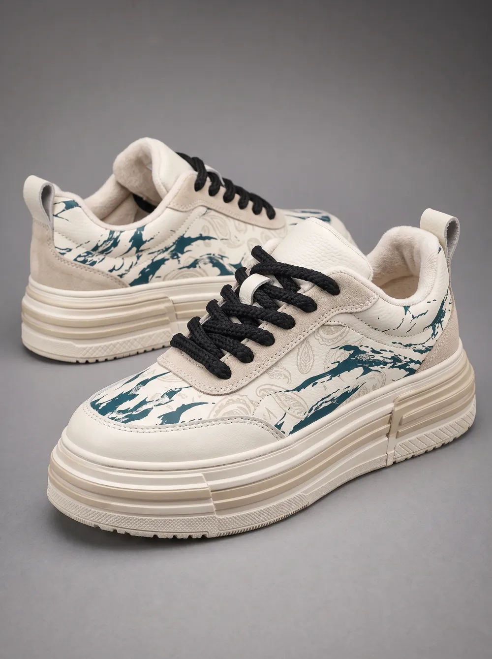 Paisley Brushstroke Platform Skate Sneakers