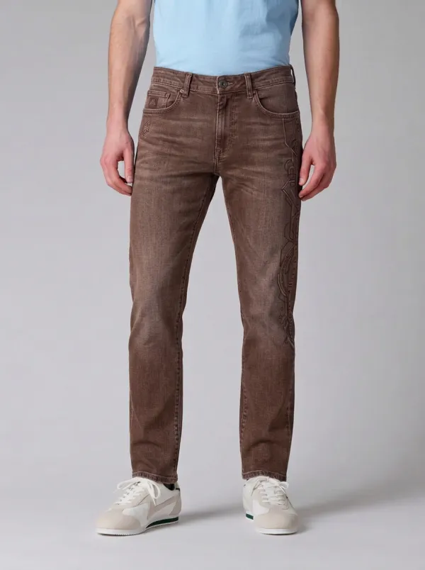 Men's Geometric Pattern Side Graphic Stretch Jeans