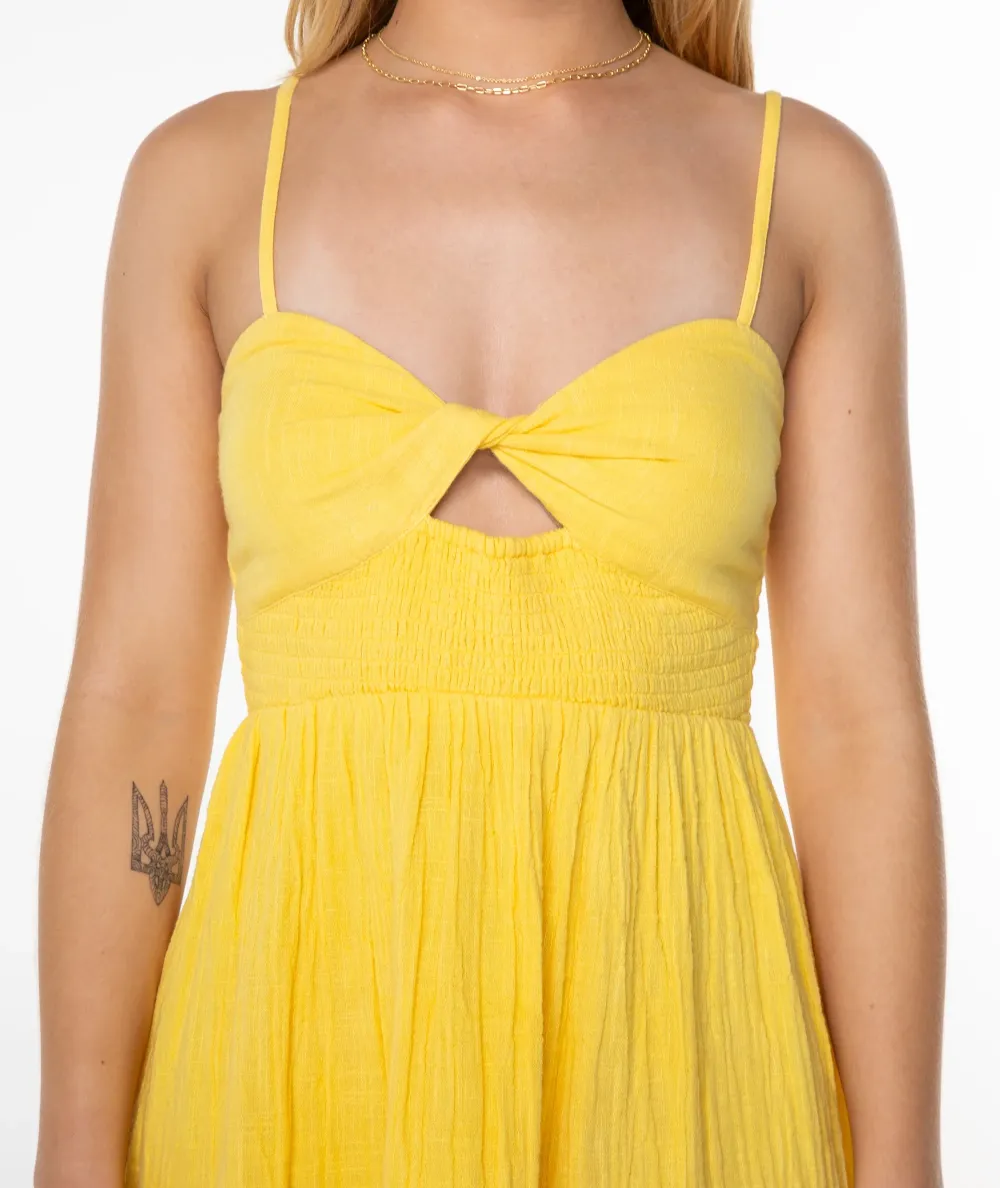 Solid-Color V-Neck Halter Dress