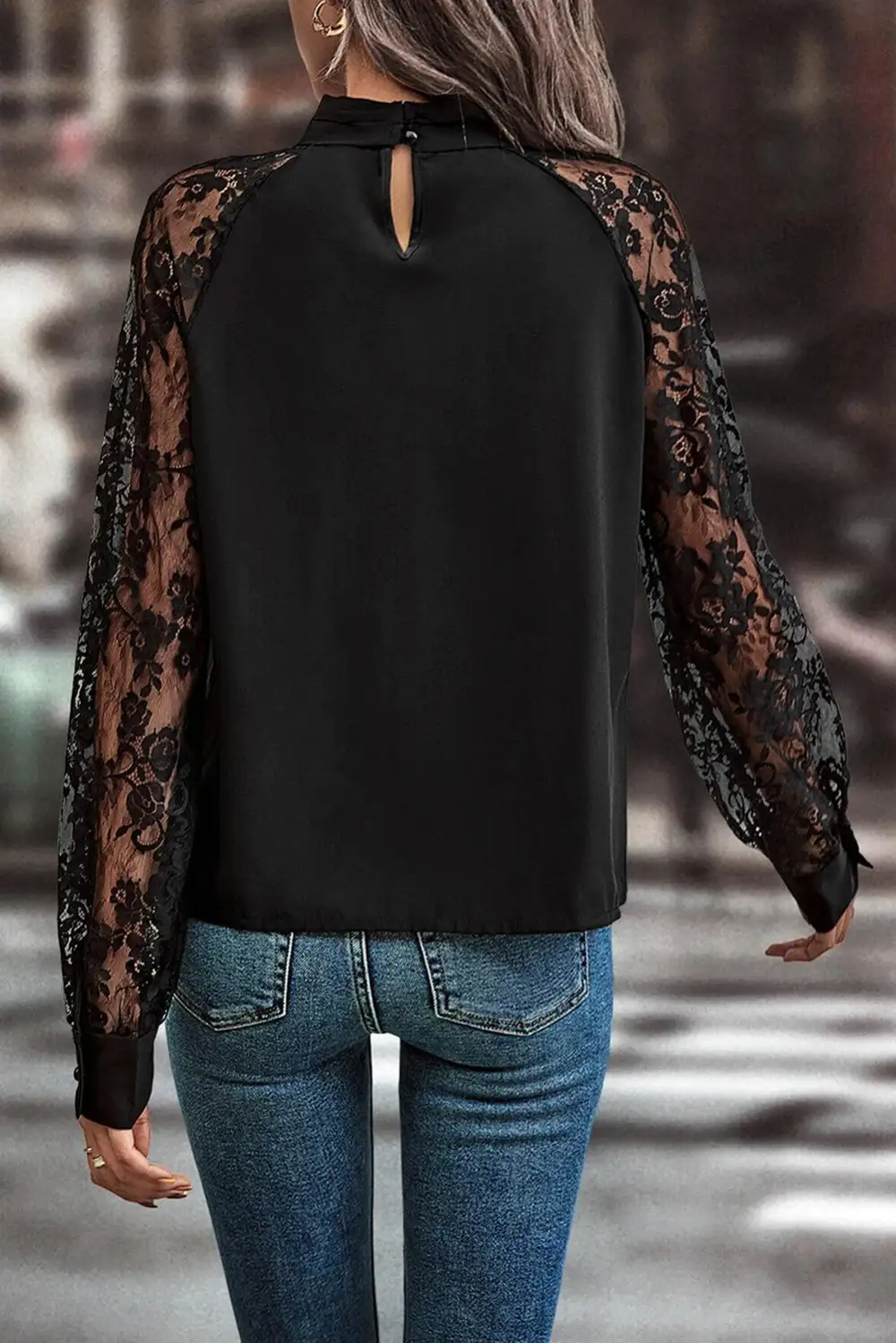 Floral Lace Trim Blouse