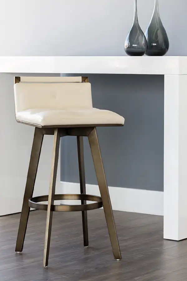 Swivel Leather Leather-Look Bar Stool