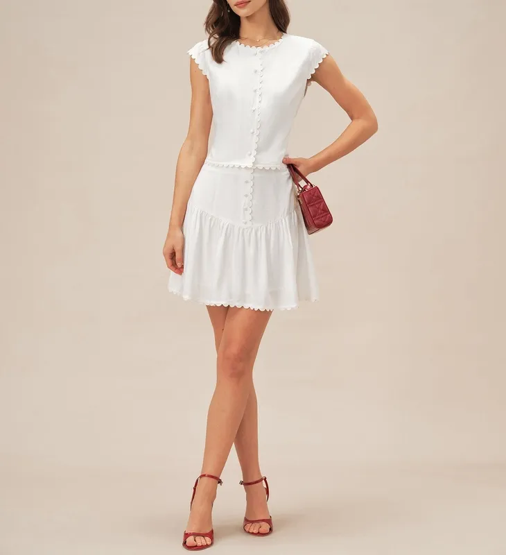 White Cap Sleeve Button Blouse