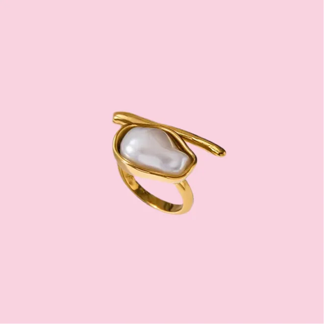 Bar Pearl Accent Ring