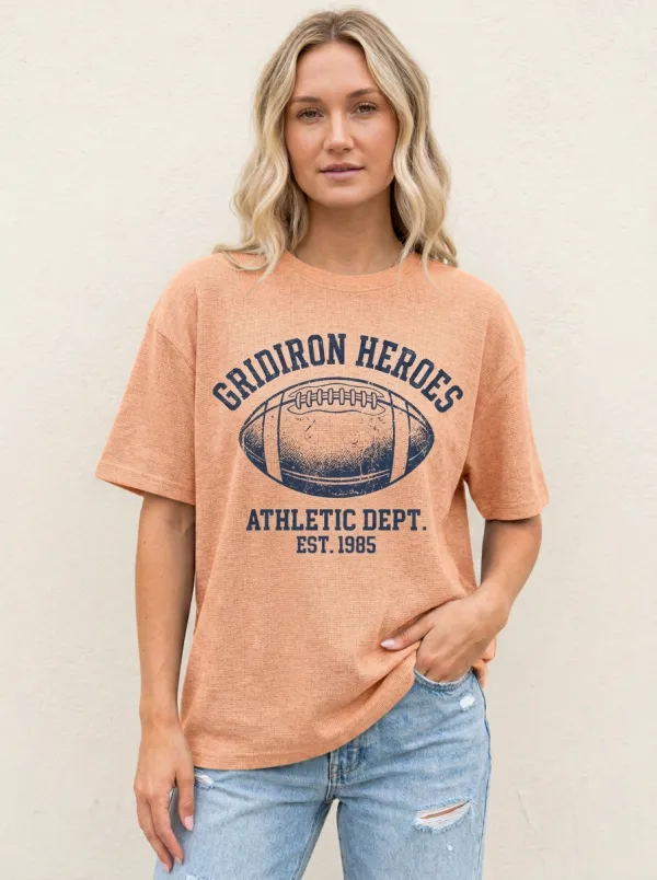 Women's Modern Football Gridiron Ball Crew Neck Graphic T-Shirt