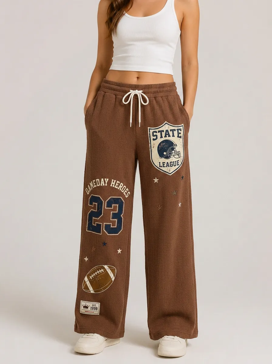 Women's Football Lover State League 23 Printed Waffle Pants