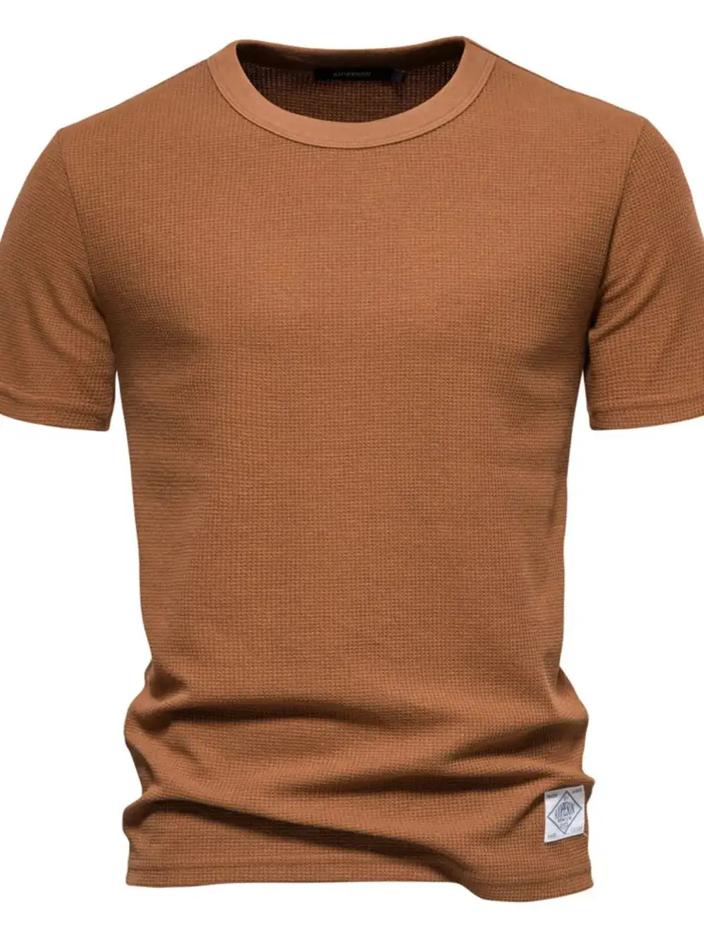 Waffle Knit Short Sleeve Crew Neck Tee