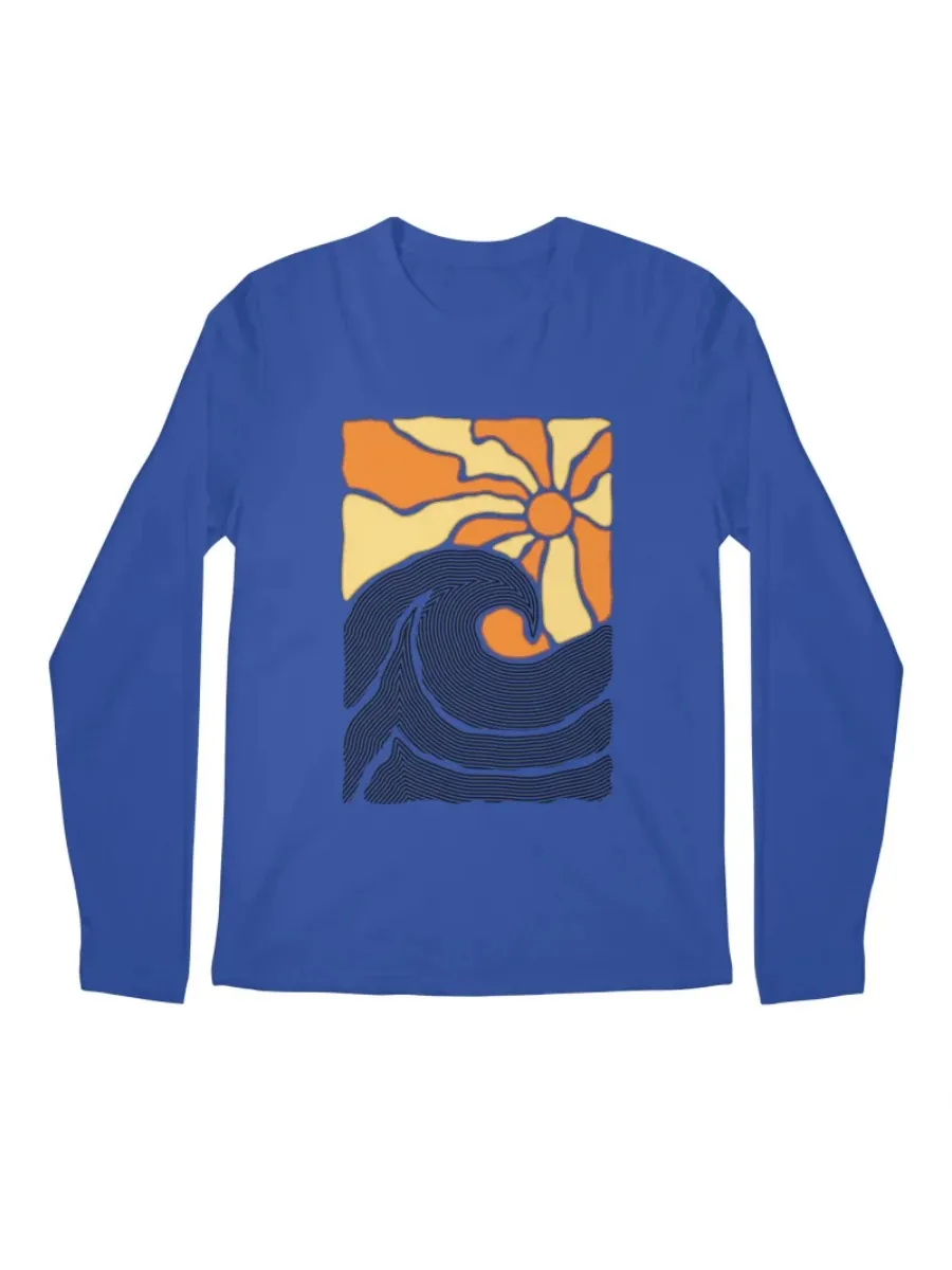 Retro Sun Wave Round Neck T-Shirt